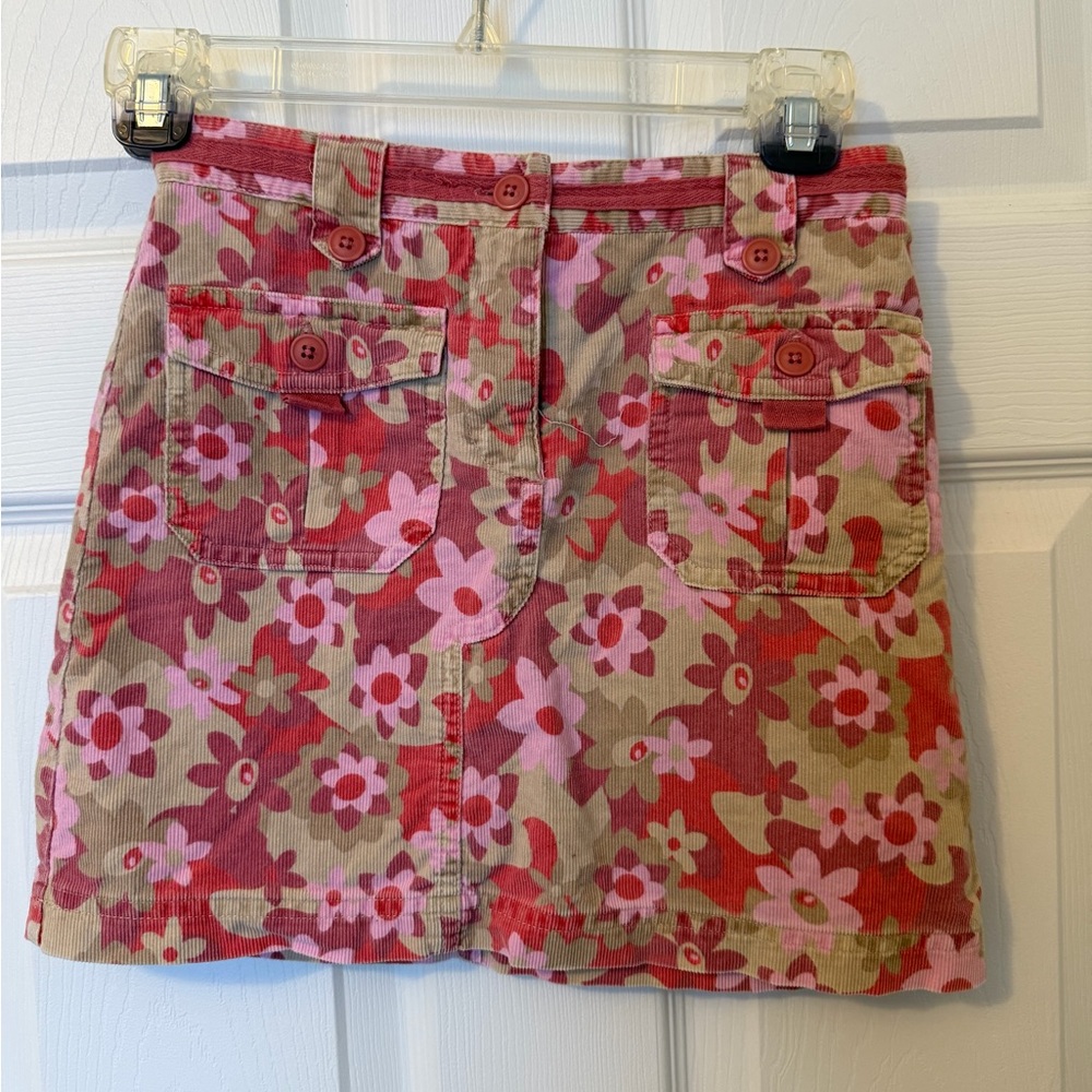 L.L. Bean Floral Mini Skirt - Red and Pink